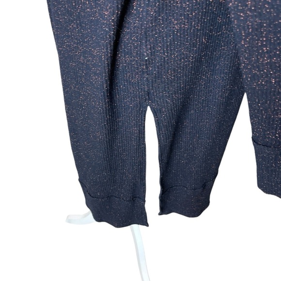 Free People We The Free Sparkly Navy Blue Button Down Cardigan Size Medium - Picture 5 of 11